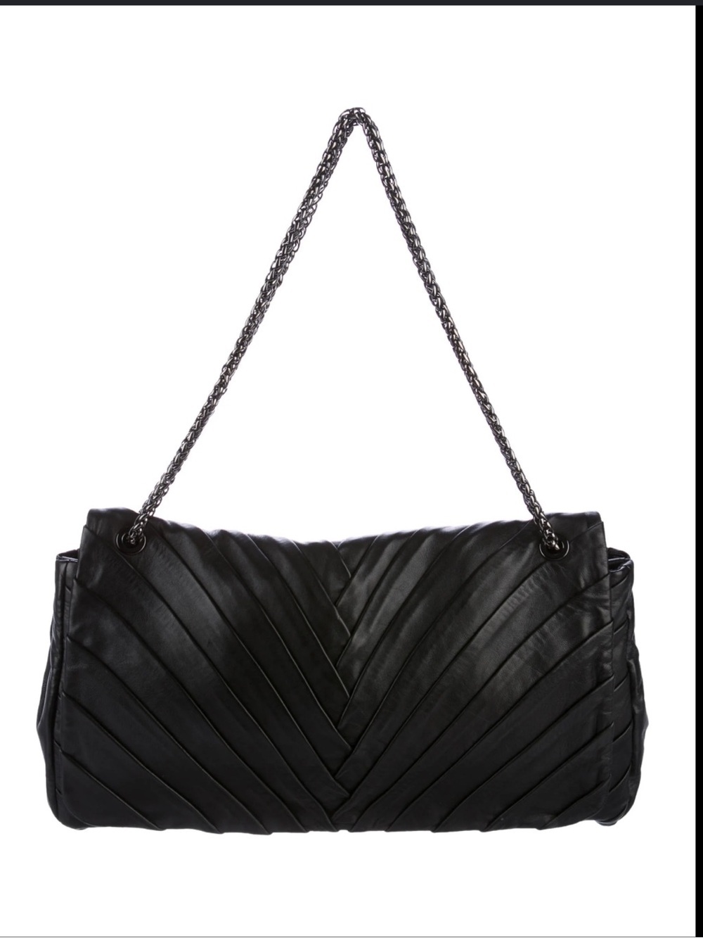 Elie Tahari Black Leather Leslie Shoulder Bag with Chain Strap